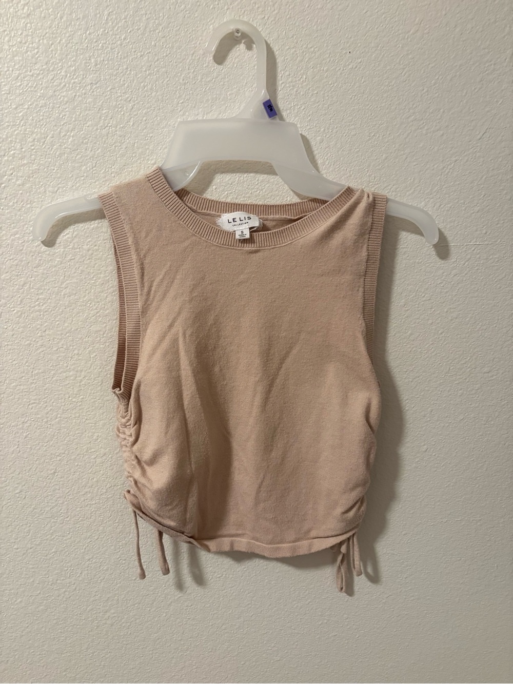 Le Lis Ruched Side Crop Tank Top - Blush Pink